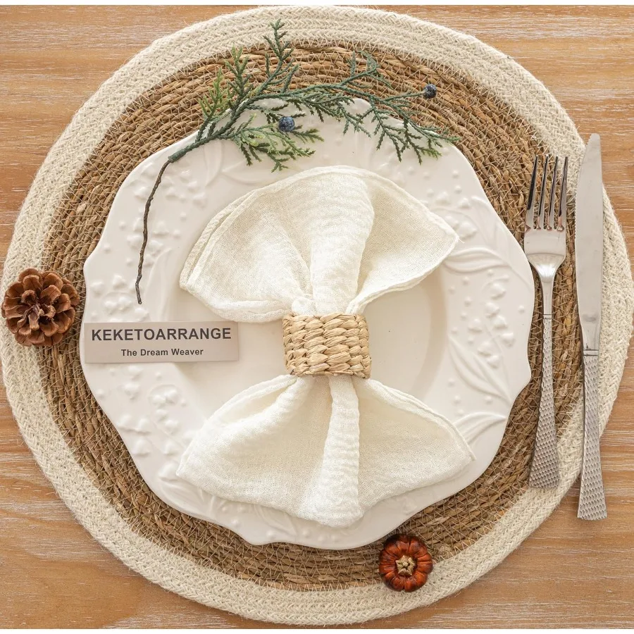 

Марлевые салфетки 17x17 дюймов, тканевые салфетки ручной работы, моющиеся, многоразовые для ужина, свадьбы, детского душа, вечеринки в стиле бохо, деко