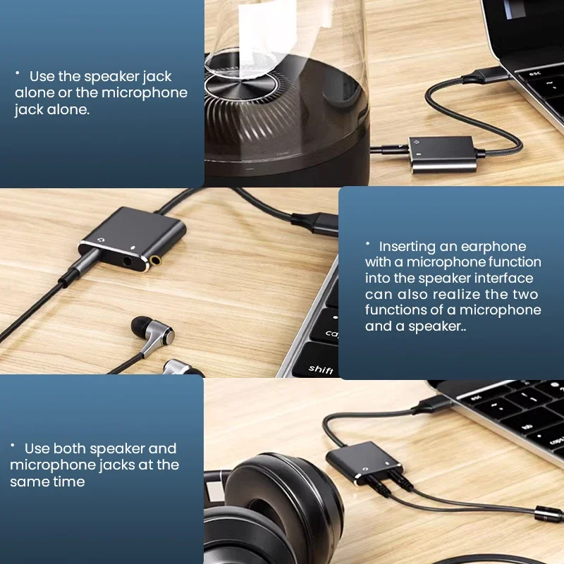 USB Sound Card Adapter - 3.5mm Headphone/Mic Jack - Braided Cable for Windows, Mac, Laptop Audio Enhancement