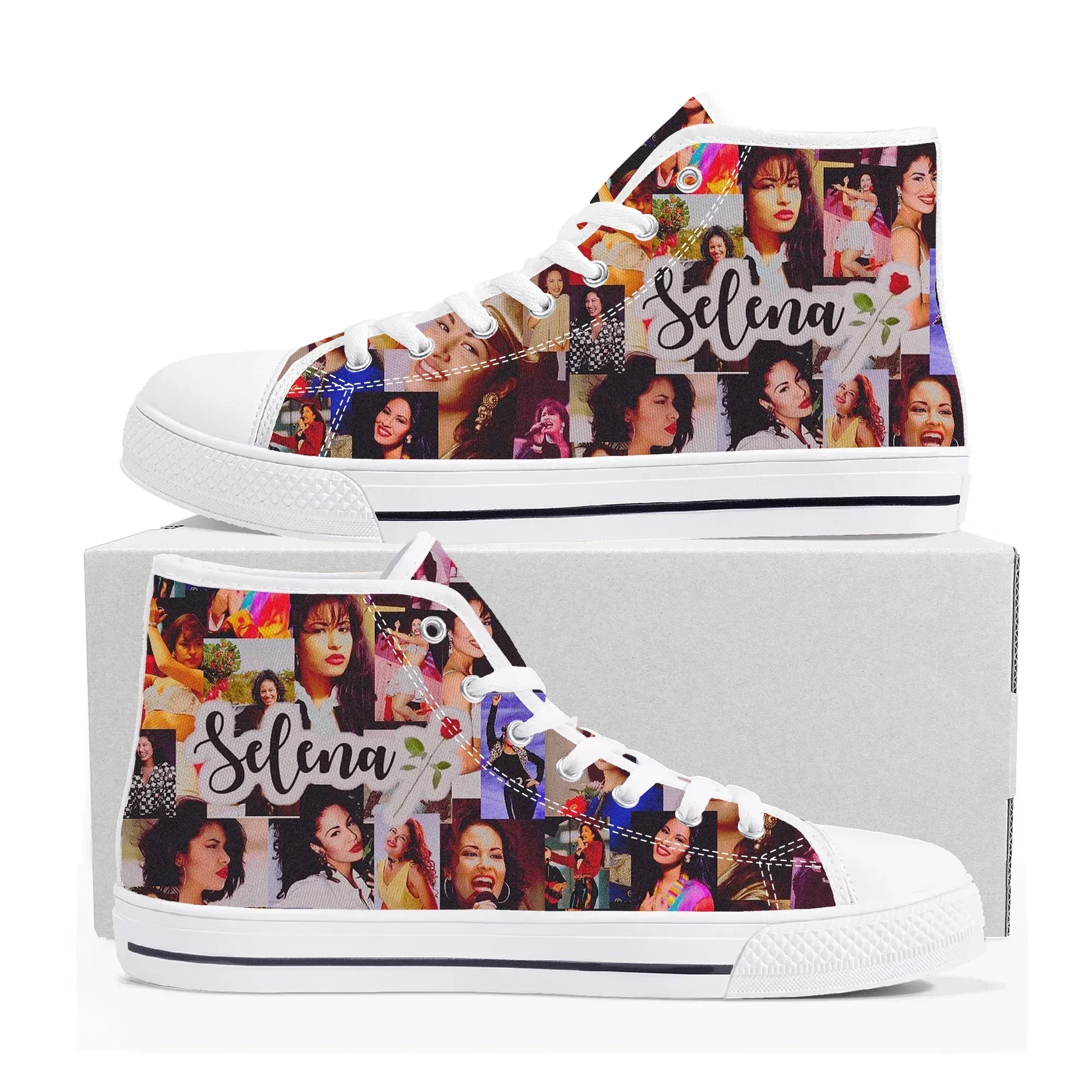 Singer Selena Quintanilla High Top Sneakers Mens Womens High Quality Canvas Sneaker couple Casual Shoe Customize Shoes