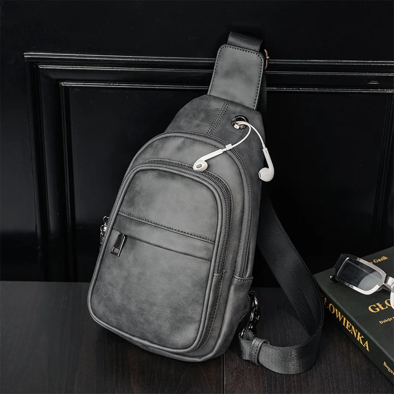 High Quality Leather Chest Bags For Men 2024 New Casual Travel Men's Crossbody Brand Design Multi-pocket Shoulder Male