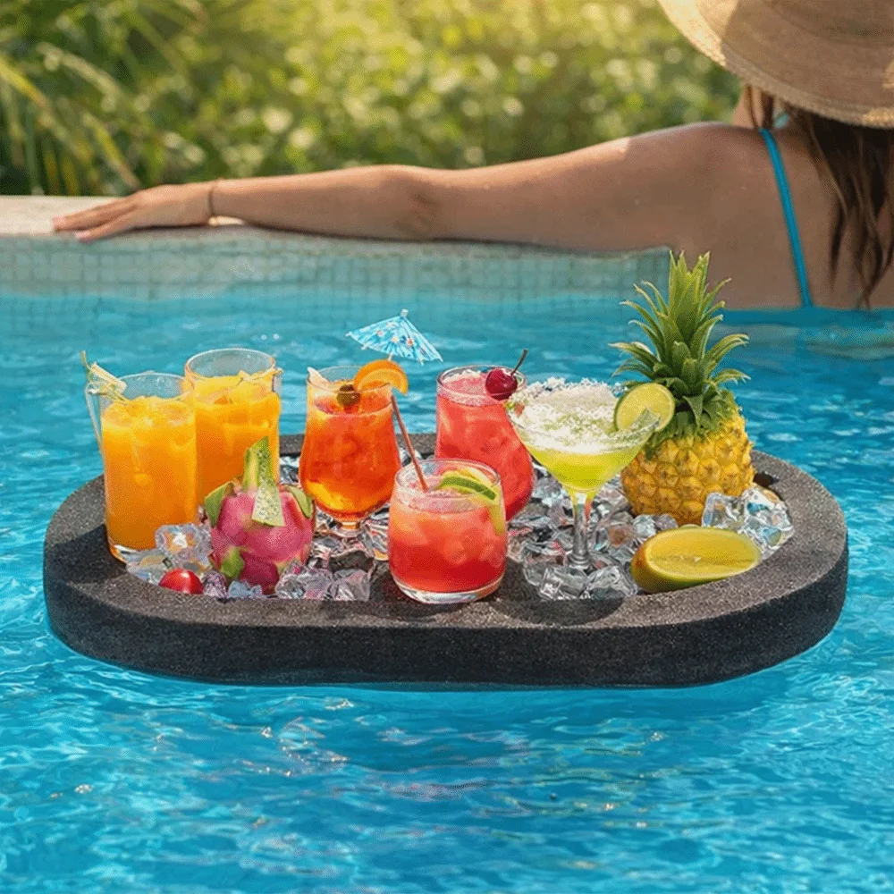 Creative Multi-Function Swimming Pool Floating Tray Waterproof Stable Floating Basket Multi-Hole Pool Drink Float Resort