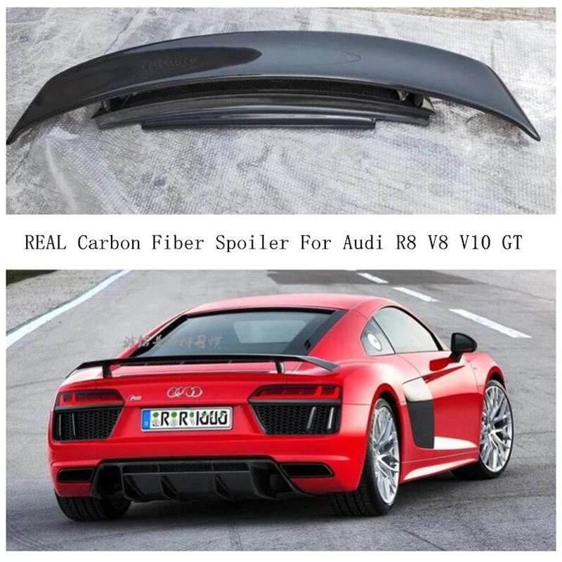 Spoiler For Audi R8 V8 V10 GT 2007 2008 2009 2010 2011 2012 2013 2014 2015 High Quality Real Carbon Fiber Wing Lip Spoilers