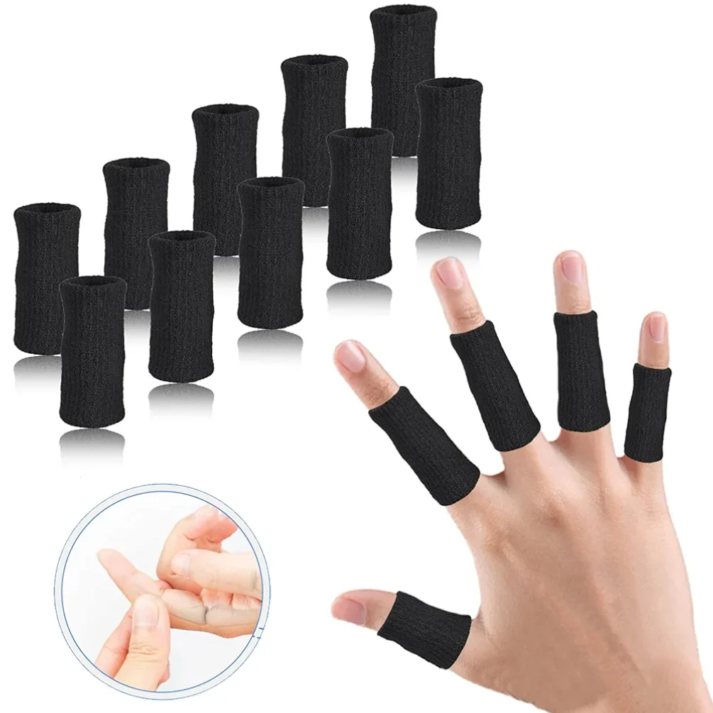 

10Pcs Comfortable Finger Brace Splint Sleeve Thumb Support Protector Elastic Breathable Stabilizers for Golf