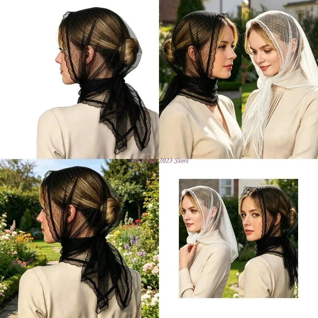 

49ME Bridal Headpiece With Elegant Lace Detailing And Light weight Fashionable Mesh Veil With Lace For Weddings Parties