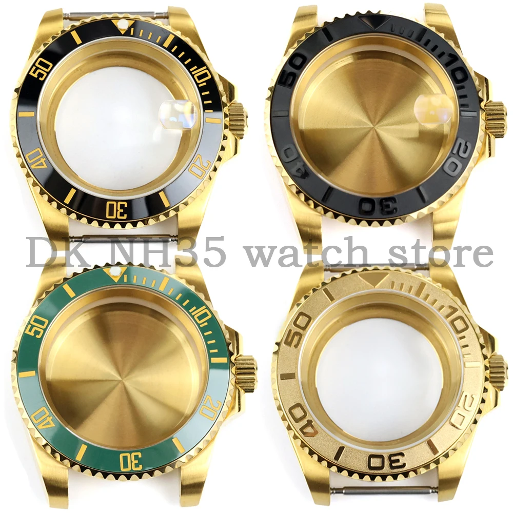 40MM Gold Watch Case Sapphire Glass Waterproof For Nh34 Nh35 Nh36 Nh38 Submariner GMT Movement 28.5mm Dial Yacht-Master Case