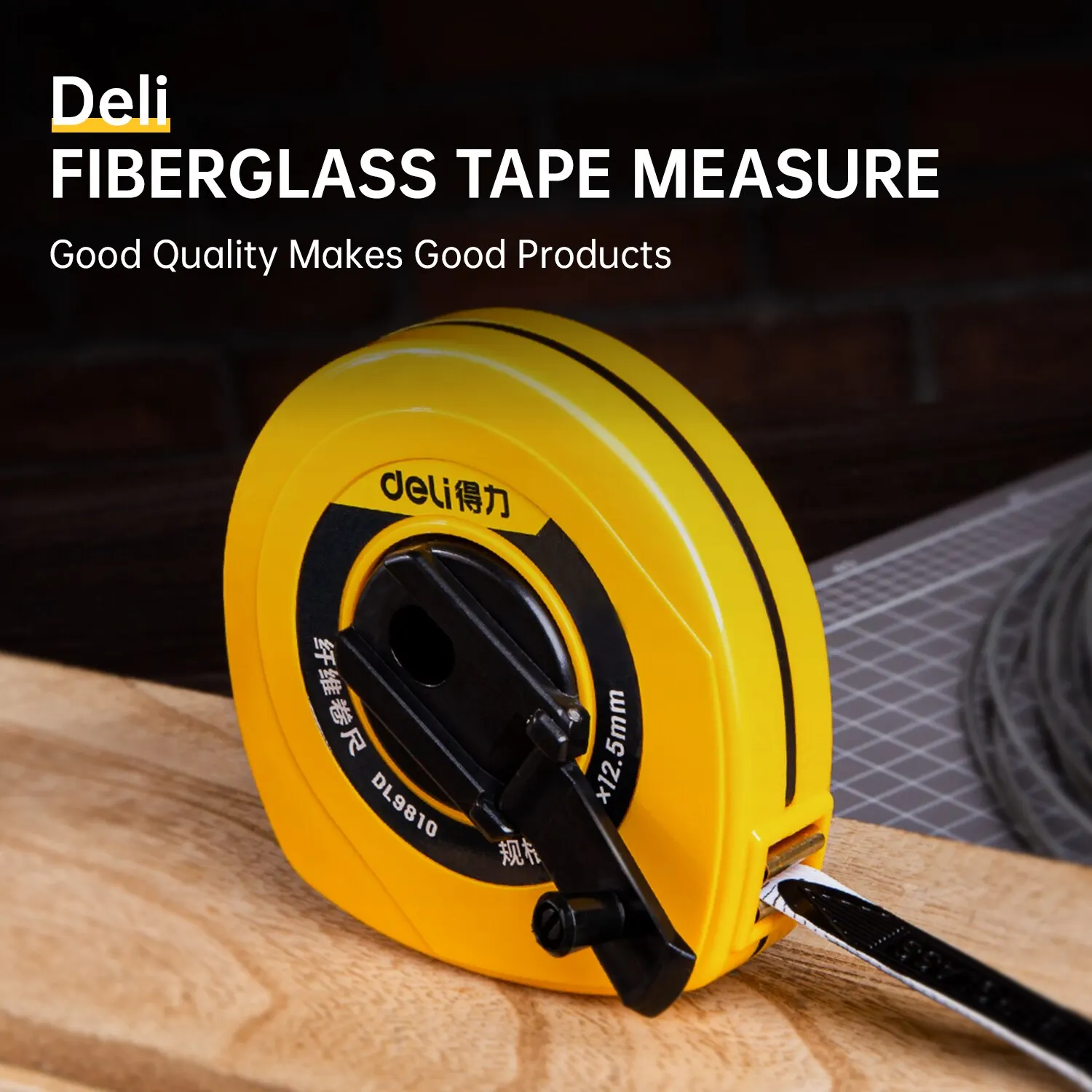 Deli 10M Tape Fiberglass Tape Measure Circular Leather Tape Carpenter Measuring Meter Tape Measure Woodworking Tool