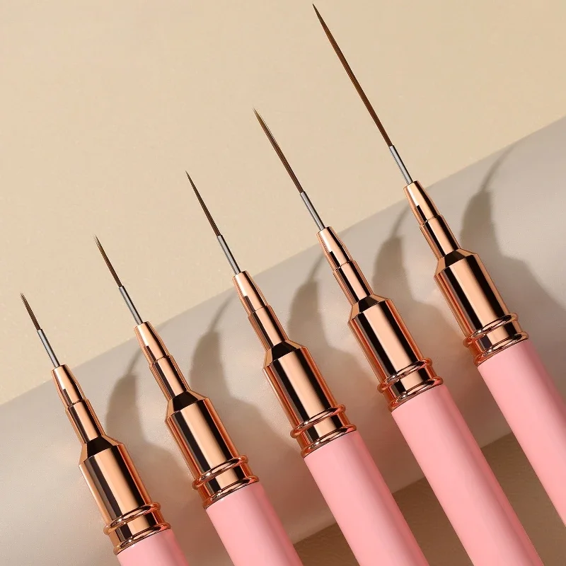 네일 아트 라인 드로잉용 전문 브러쉬, 꽃 그림용 소프트 블렌드 펜, 핑크 폴 매니큐어 도구, 전문가용 와이어 펜