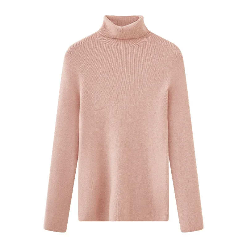 เสื้อคอเต่าผ้าวูลไร้ตะเข็บสำหรับผู้หญิง รุ่น First-Line เสื้อสเวตเตอร์ถักคอปกสำหรับฤดูใบไม้ร่วงและฤดูหนาว ช่วยให้ดูผอมเพรียว