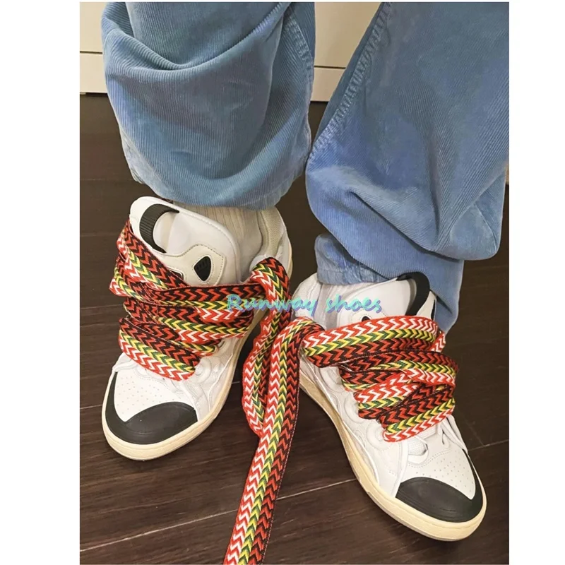 أحذية منصة الترفيه الأبيض أربطة الحذاء واسعة تزيين المرأة 43 ياردة المضادة للانزلاق أحذية تدريب الألمانية أحذية رجالية مسطحة #5