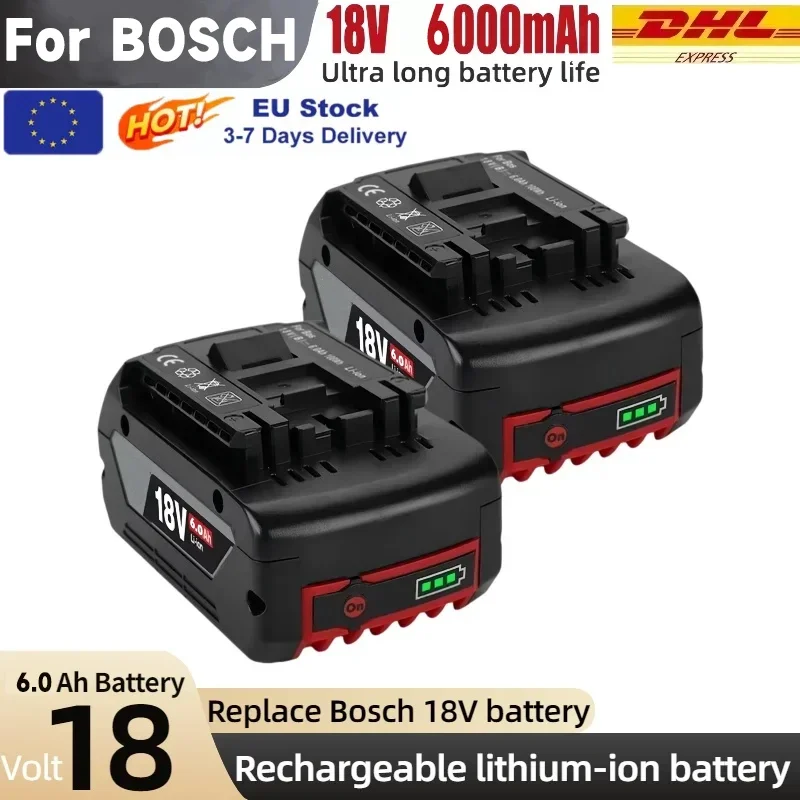 Batterie au Lithium 100% Originale pour BOSCH 18V, Batterie pour BOSCH, Pack de Batterie 6.0AH, Batterie Rechargeable Originale pour Outil