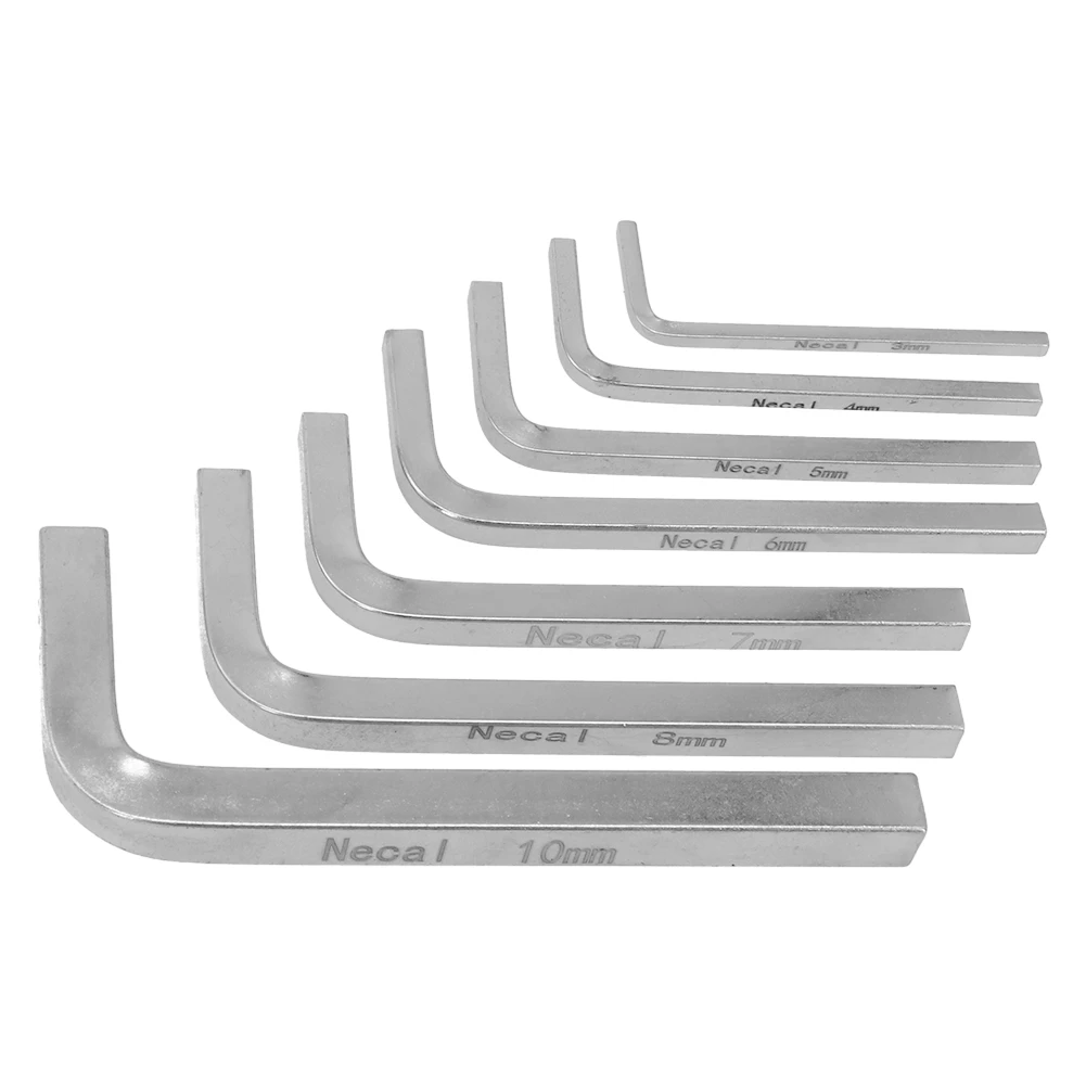 7Pcs L Shape Square Head Wrench Square Key 4 Point Wrench Screwdriver Inner Four-corner Set 3-10mm Hand Tools Silver Tool