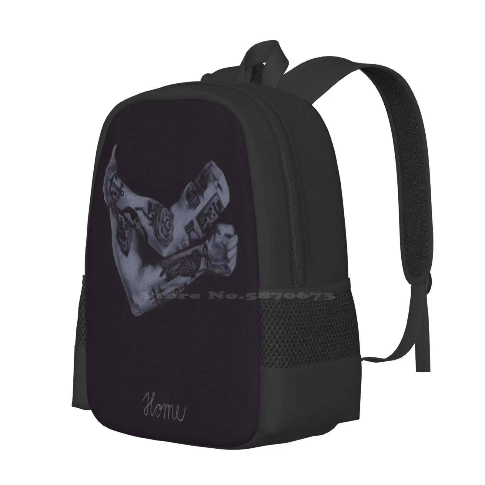 Home ( Larry Stylinson ) Pattern Design Bag Student'S Backpack Larry Stylinson Home Tattoos Black White