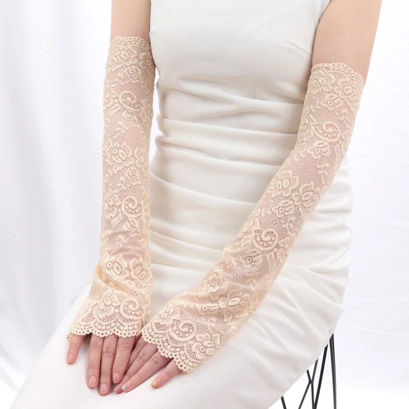Dünne Spitzen-UV-Sonnenschutz-Ärmel für Damen, Sommer-Armschutz, Armstulpen, Schutzhandschuhe, Kühlende Armstulpen, Fahrerhandschuhe – Detail 6