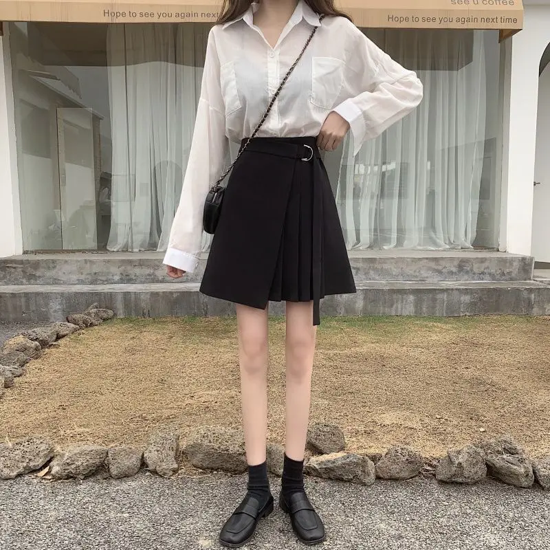 Skirts Women Sashes Summer Design Preppy Mini Mujer All-match Solid Ulzzang Empire Hot Sale Leisure Streetwear Chic Ladies Ins