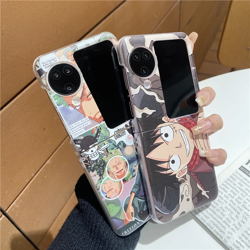 Anime One Piece Zoro Luffy Dragon Ball Goku 40s Style For Oppo Find N2 Flip N3 Flip Cover Phone Case Toy Gift