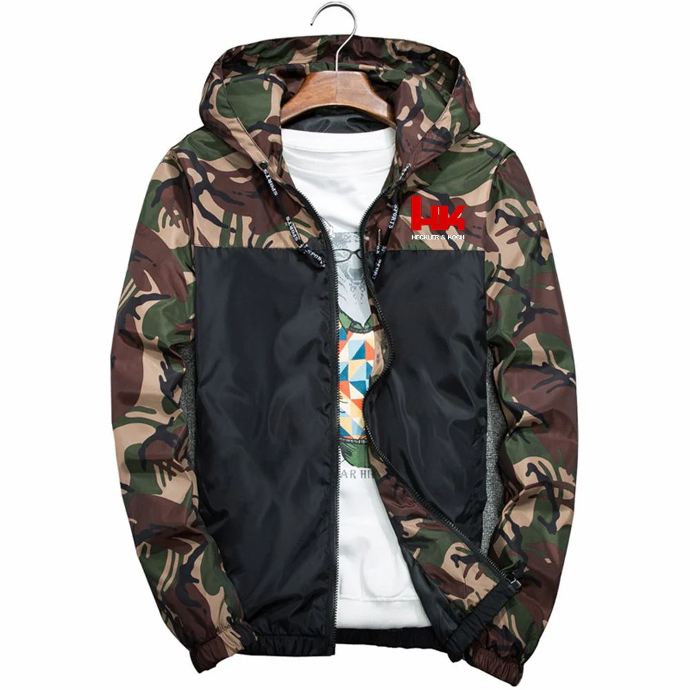 

2025 Spring Autumn Fashion Versatile Patchwork Camouflage Jacket Man's Heckler Koch Hk Print Popular Cardigan Long Sleeve Coats