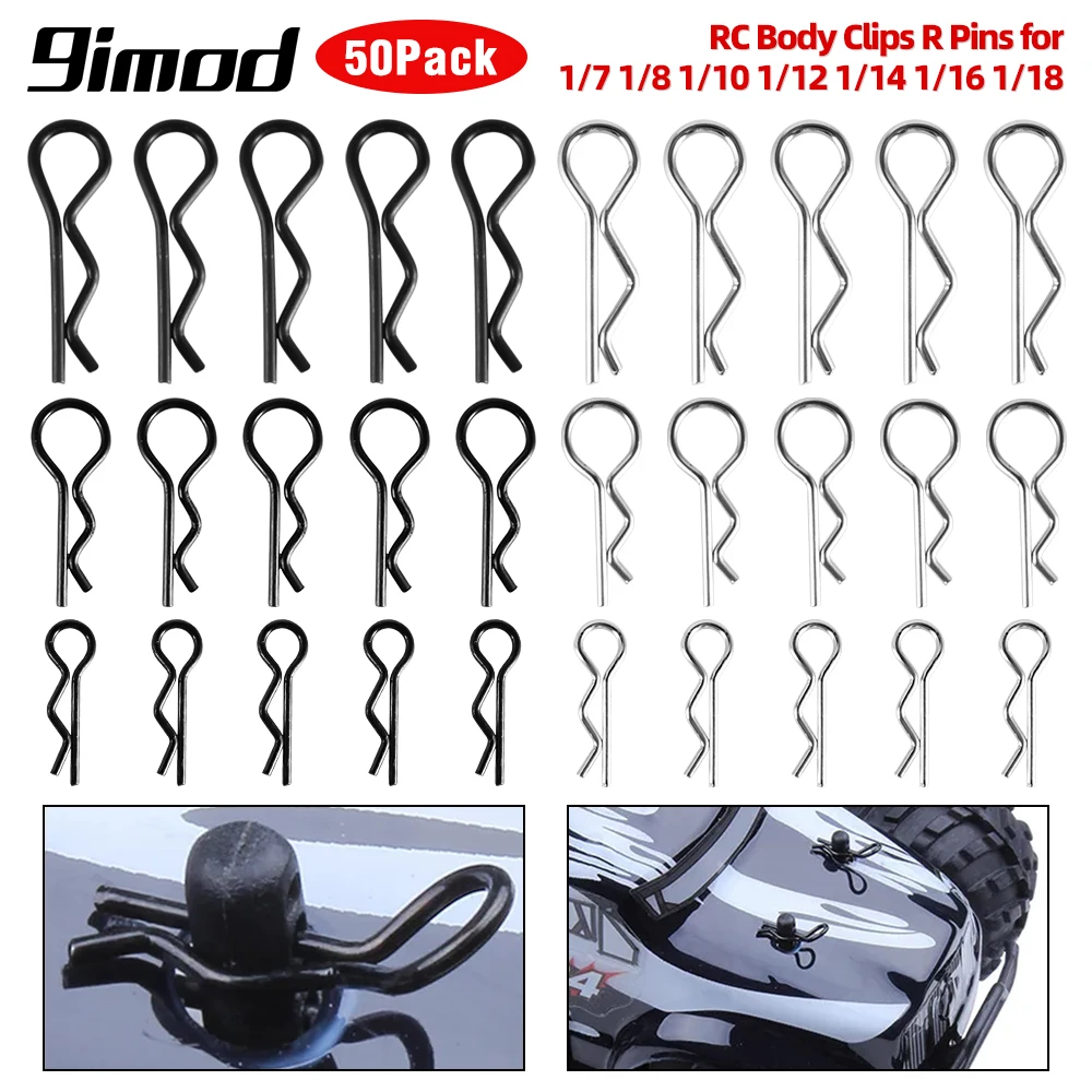 9IMOD 50/100pcs RC Body Clips 1/7 1/8 1/10 1/12 1/14 1/16 1/18 Metal R Buckles