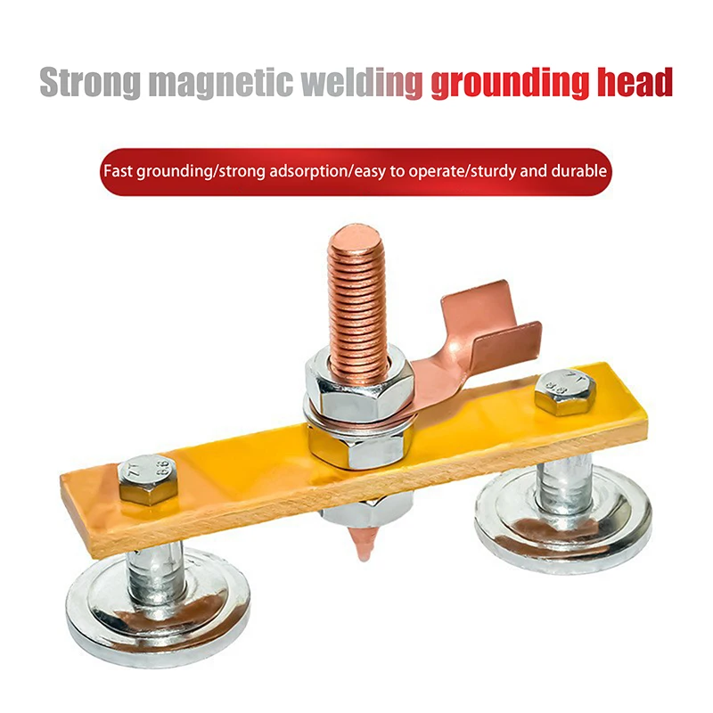1Pc Strong Magnetic Welding Ground Clamp Magnet Head Welder Holder Fixture Sheet Metal Repair Ground Wire Clamp