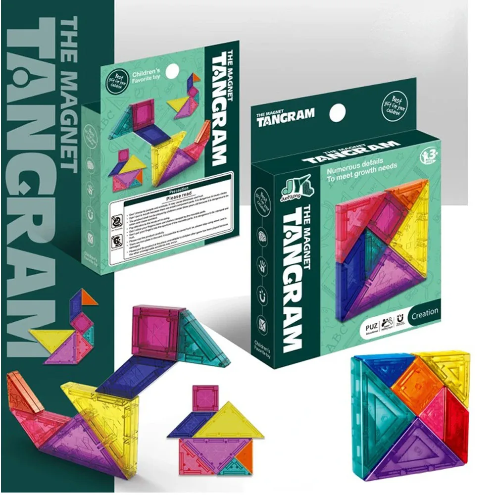 

Magnetic Colorful 3D Tangram Jigsaw Toy Kid Logical Thinking Training Drawing Board Games Montessori Education Toys For Children