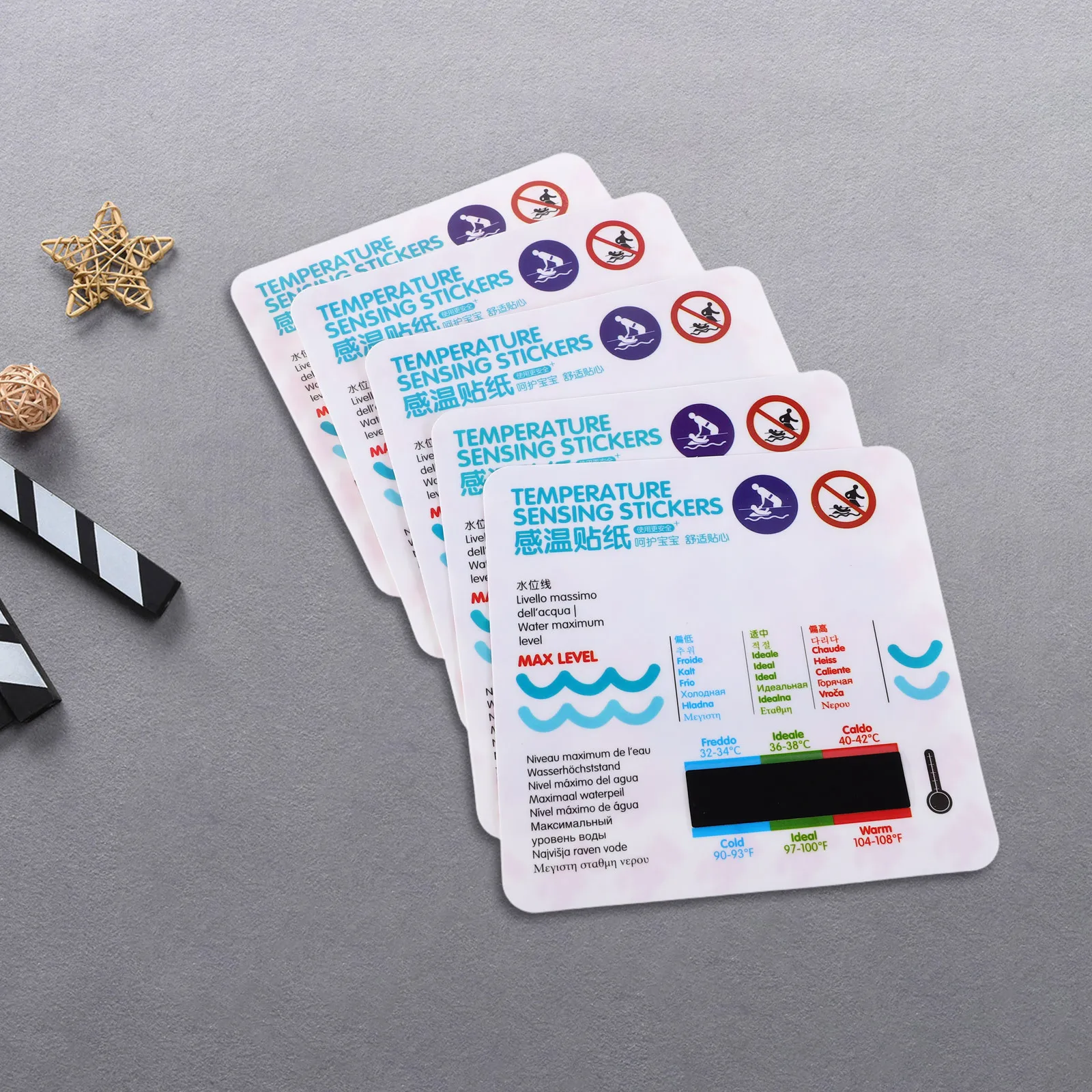 

5Pcs Baby Bath Thermometer Sticker Waterproof Adhesive LCD Display Water Temperature Monitor for Tub Safe Kids Bathing