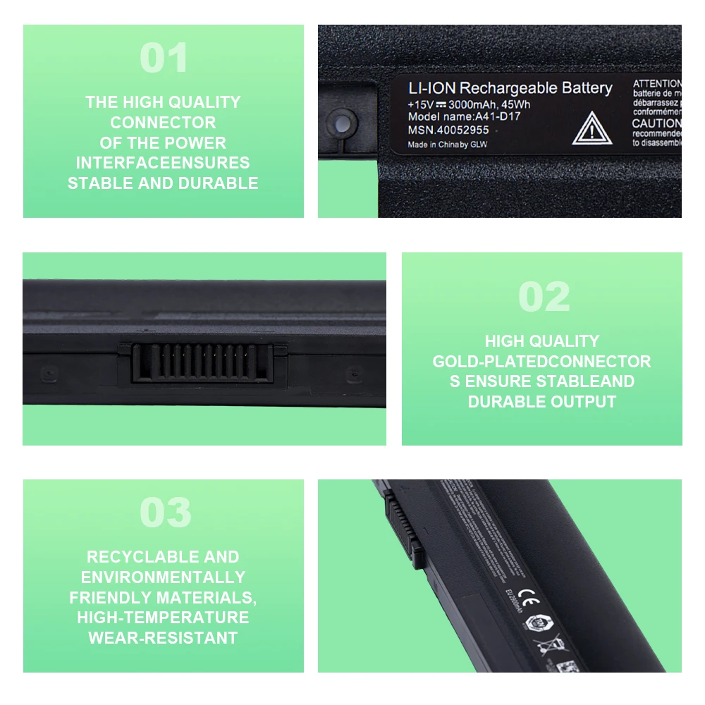 Bateria do portátil A41-D17 para Medion Akoya E7415 E7415T E7416 E7419 Erazer P7644 P7648 P7643 P7647 MD99852 MD99310