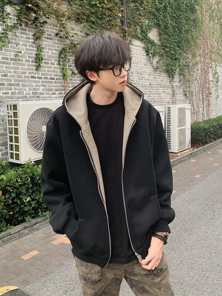 

Мужская толстовка-кардиган на молнии в американском стиле, двусторонняя, из плотной износостойкой ткани, с эффектом Cleanfit, удобная, с длинными рукавами...