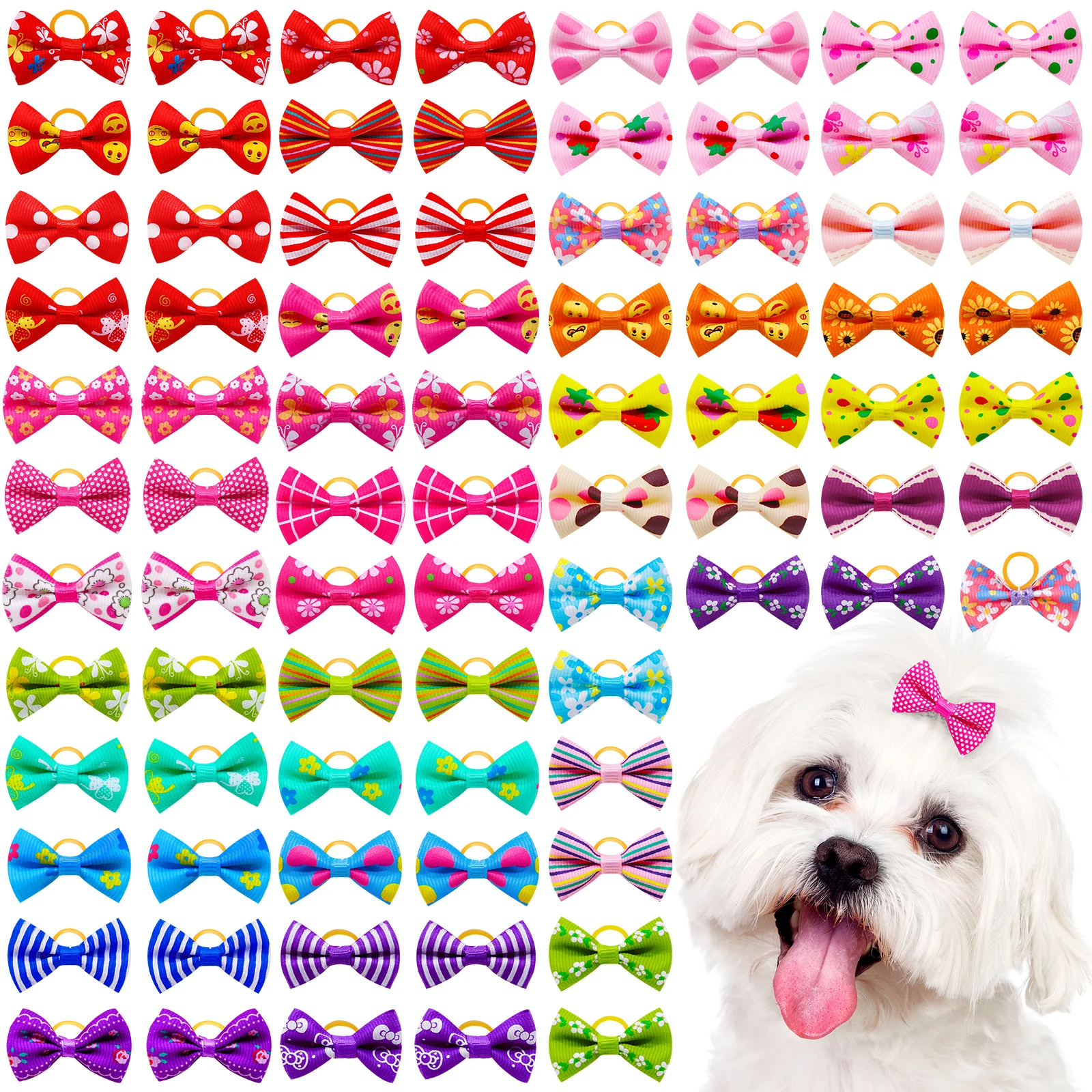 30PCS Small Dog Bows Pet Dog Hair Accessories Rubber Bands Small Dog Cat Hair Bows For Dogs Cats Grooming Products