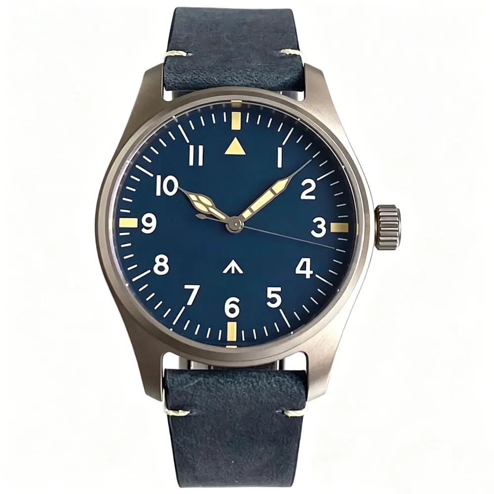 Tandorio 39mm Sapphire Glass Titanium/Steel VH31 Sweep Second Quartz Men's Watches 20ATM Luminous Pilot Vintage Diver Watch