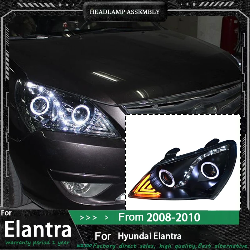 

Автомобильные фары для Hyundai Elantra, светодиодные фары 2008-2010, фары Elantra DRL, указатель поворота, дальний свет, проектор «ангельский глаз» Len