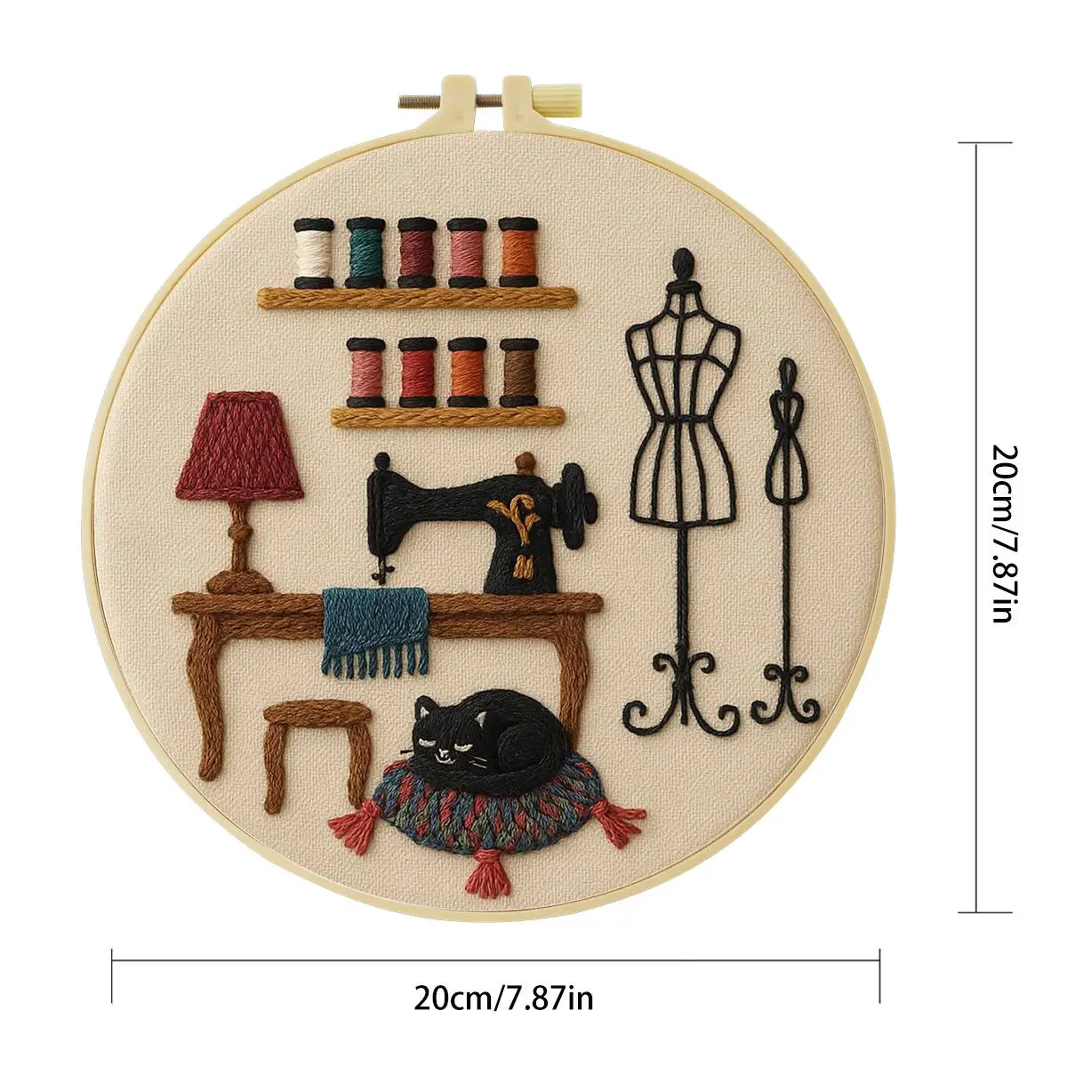 1 Stück 20X20CM/15X15CM 7,87/6,3 Zoll Stickerei-Starter-Kit für Schneidereien DIY-Kit DIY-Stickerei-Set Handarbeiten Nadelkunst – Detail 4