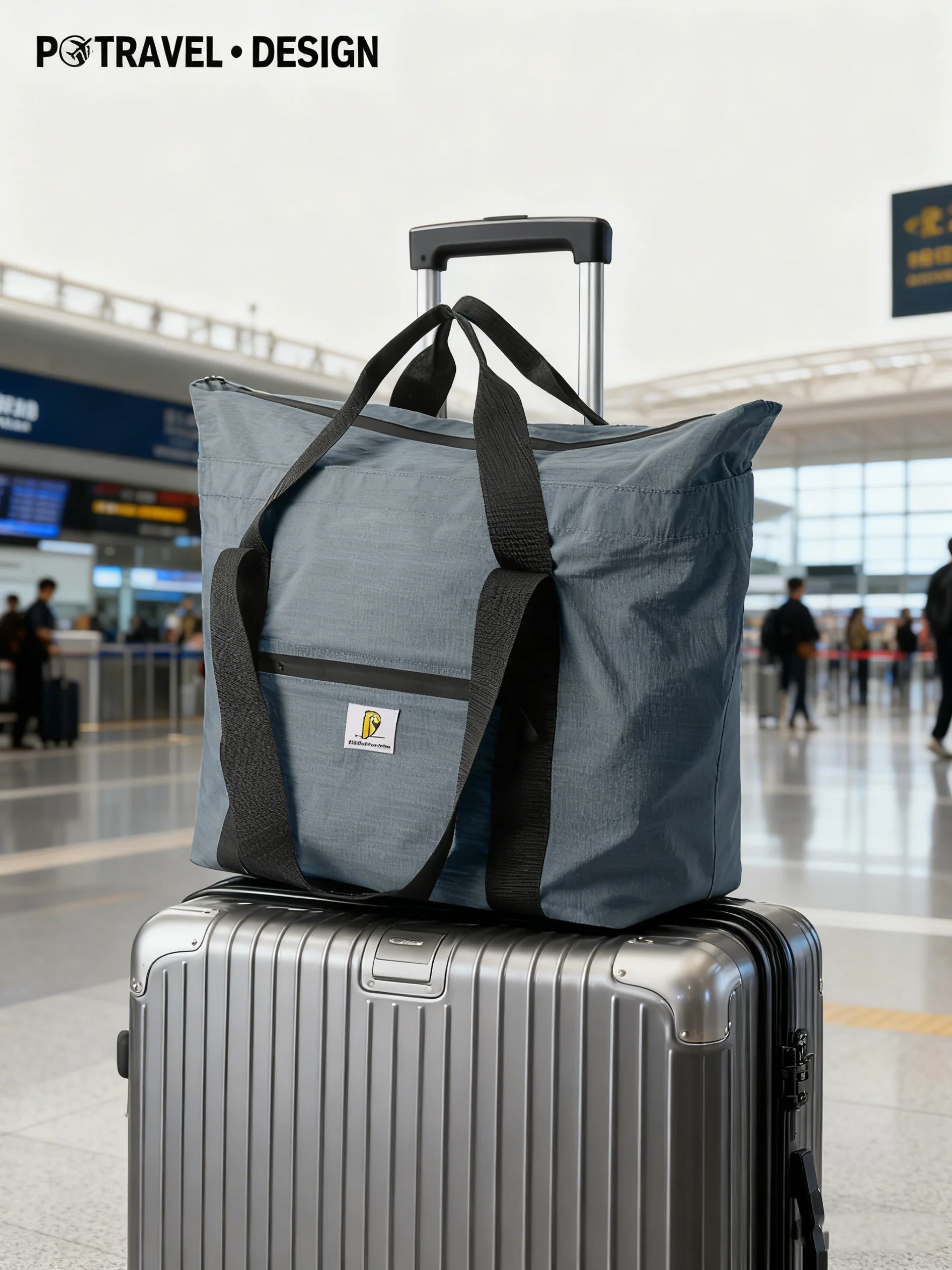 حقيبة سفر ذات سعة كبيرة مقاومة للماء من النايلون قابلة للطي حقيبة من القماش الخشن خفيفة الوزن لعطلة نهاية الأسبوع حقيبة حمل الأمتعة للسفر في الهواء الطلق