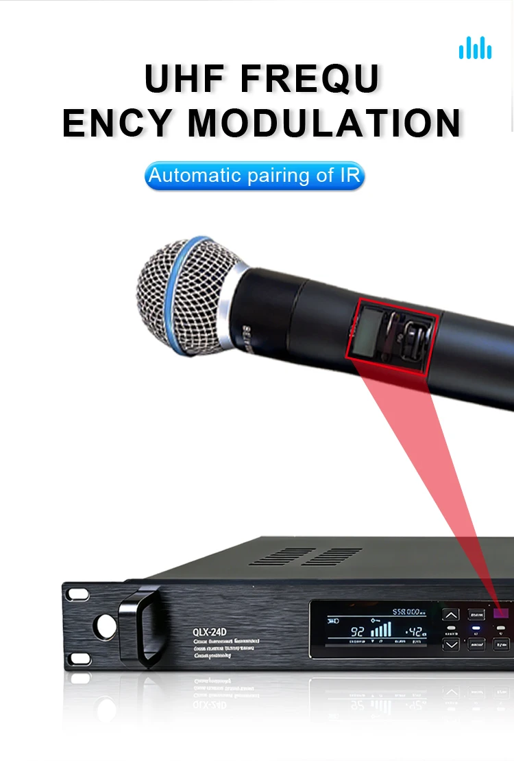 Paulkitson QLX-24D Drahtloses Mikrofonsystem Professionelles True-Diversity-Handmikrofon für Hochzeiten, Partys, Kirchen, Bühnen und KTV – Detail 5