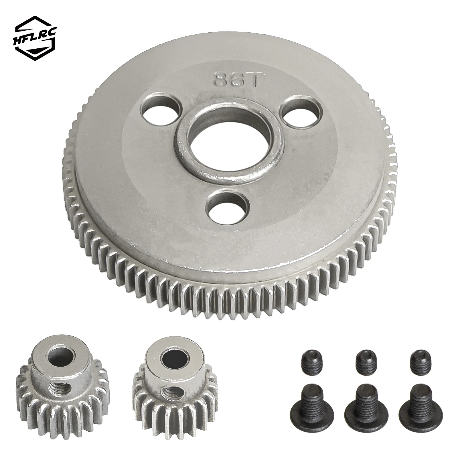 HFLRC 1/10 Traxxas Slash Stampede Rustler 2WD Steel Spur Gear Set 86T 19T 21T Pinion Replace 4686 Kit