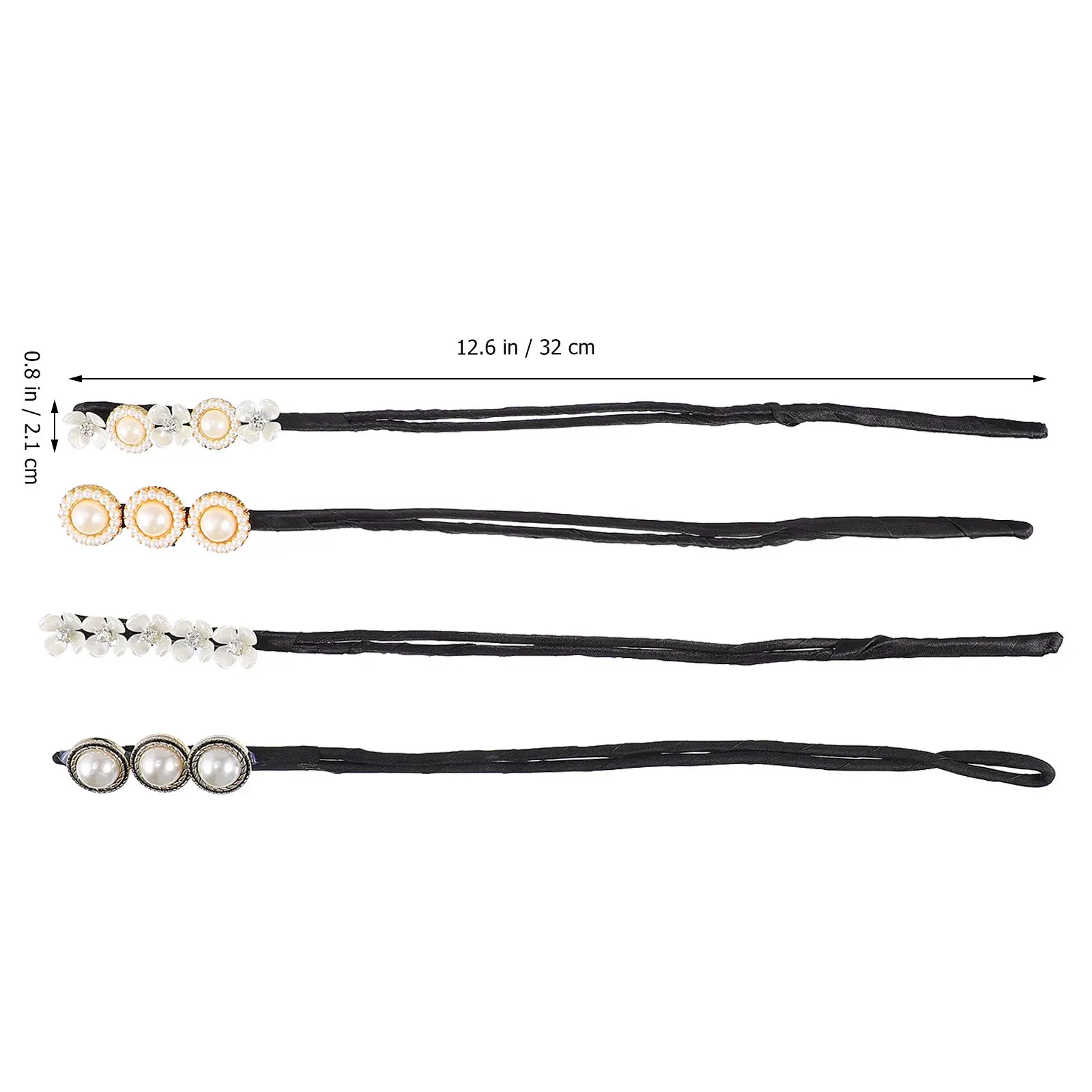4Pcs Hair Bun Shaper Lazy Twisting Headband Pearl Hairpin Anti-Slip Hair Tool Hairstyle Helper for Work Wedding Party