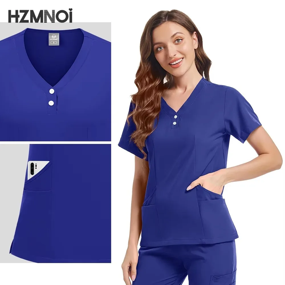 Tops+pant Medical Uniform Surgery Scrubs Shirt Short Sleeve Pet Shop Doctor Nurse Nursing Uniform Set Women Workwear Scrub