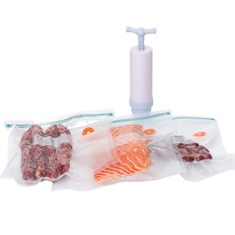 Reusable Vacuum Sealing Storage Bags Kit Zip Packing Packed Bag Plastic Food Freezing Container Kitchen Freezer Organization