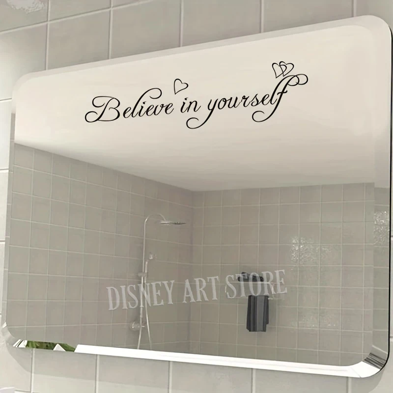 Mirror Vinyl Sticker Inspire Motivational Quote Decals Believe in yourself Stickers for Bedroom, Bathroom, Fitting Room Decor