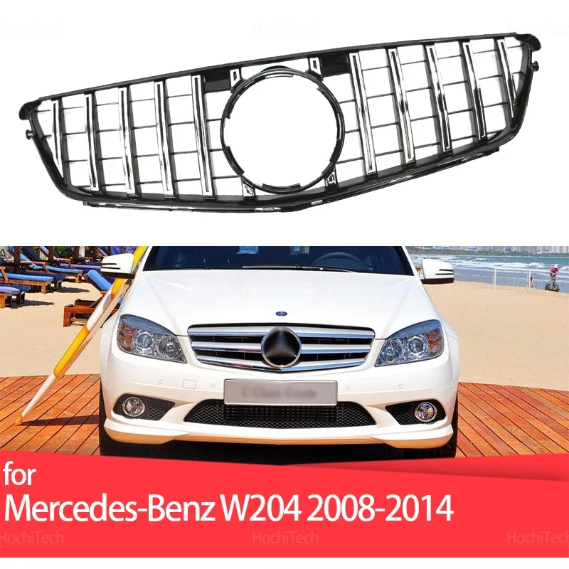 Car Style Gloss Black Front Kidney Grill Grille For Mercedes W204 C-Class sedan/saloon C180 C200 C300 2008-2014 Accessories