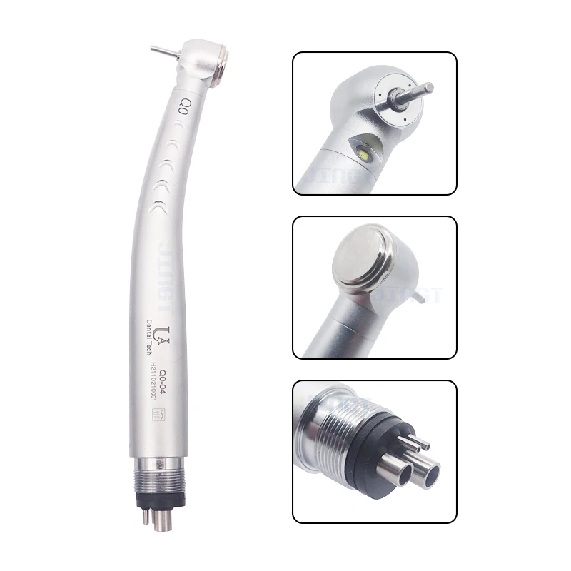 Dental Q0-04 High Speed E-Generator LED Self Power Handpiece Air Turbine Triple Spray Ceramic Bearing Push Button Torque Head