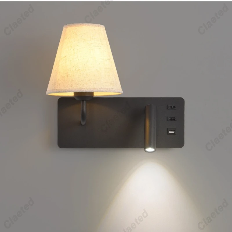 LED Wall Lamp Modern with Touch Switch USB Port Bedside Bedroom Hotel Reading Light Room Decor Indoor Sconce Lighting Fixture view 5