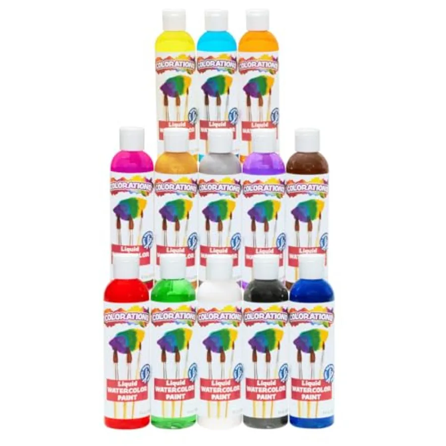 

Набор жидких акварельных красок Classic Colors, 13 бутылок по 8 унций, яркие цвета, для проектов в классе, нетоксичные, легко использовать