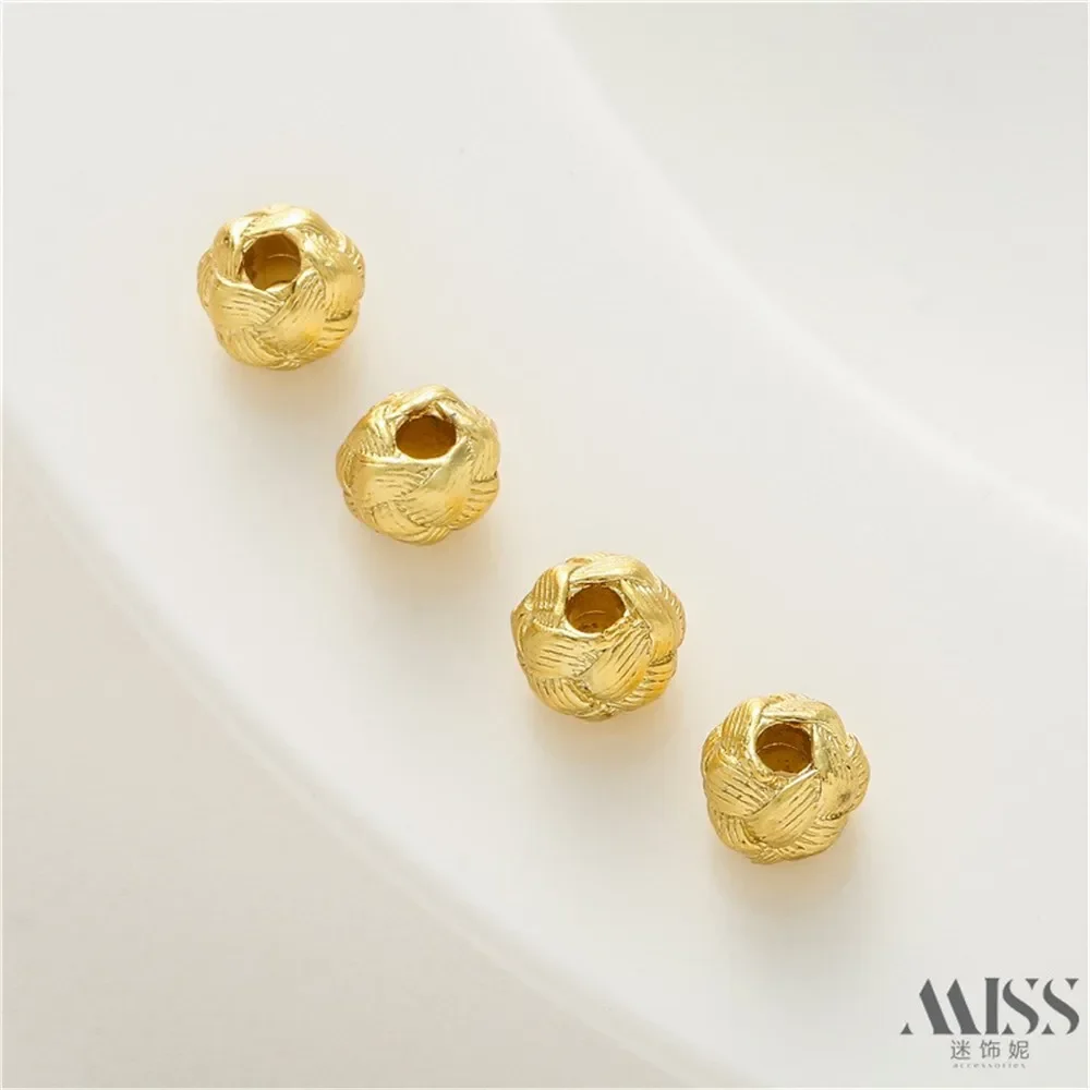 18k Gold Bag Color Matte Gold Wool Ball Bead-separated Loose Bead DIY Handmade Beaded Bracelet Necklace Jewelry Accessories