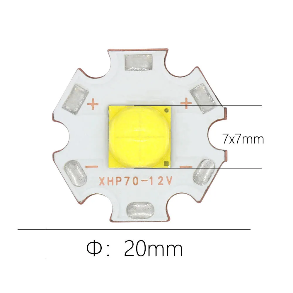 XHP70 LED Chip Lamp Beads Epileds High Power 7070 20W DC6V 12V Replace Original XHP70.2 Flashlight Headlight Searchlight