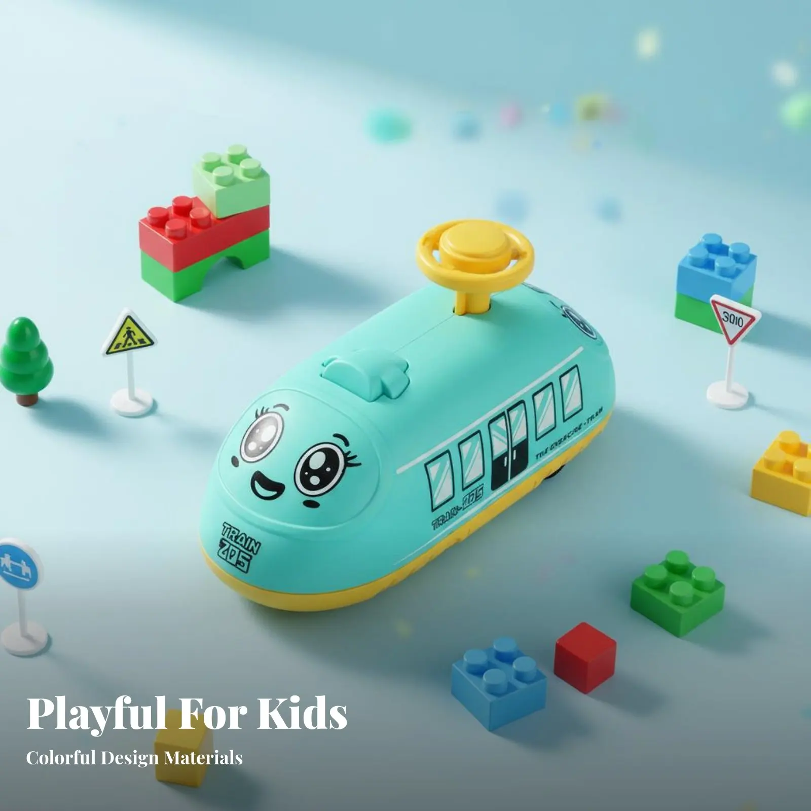 

Cartoon Train Toy Battery-Battery-Less Press and Move Train Inertial Push Car Easy to Grip Creature Character Push Car Round