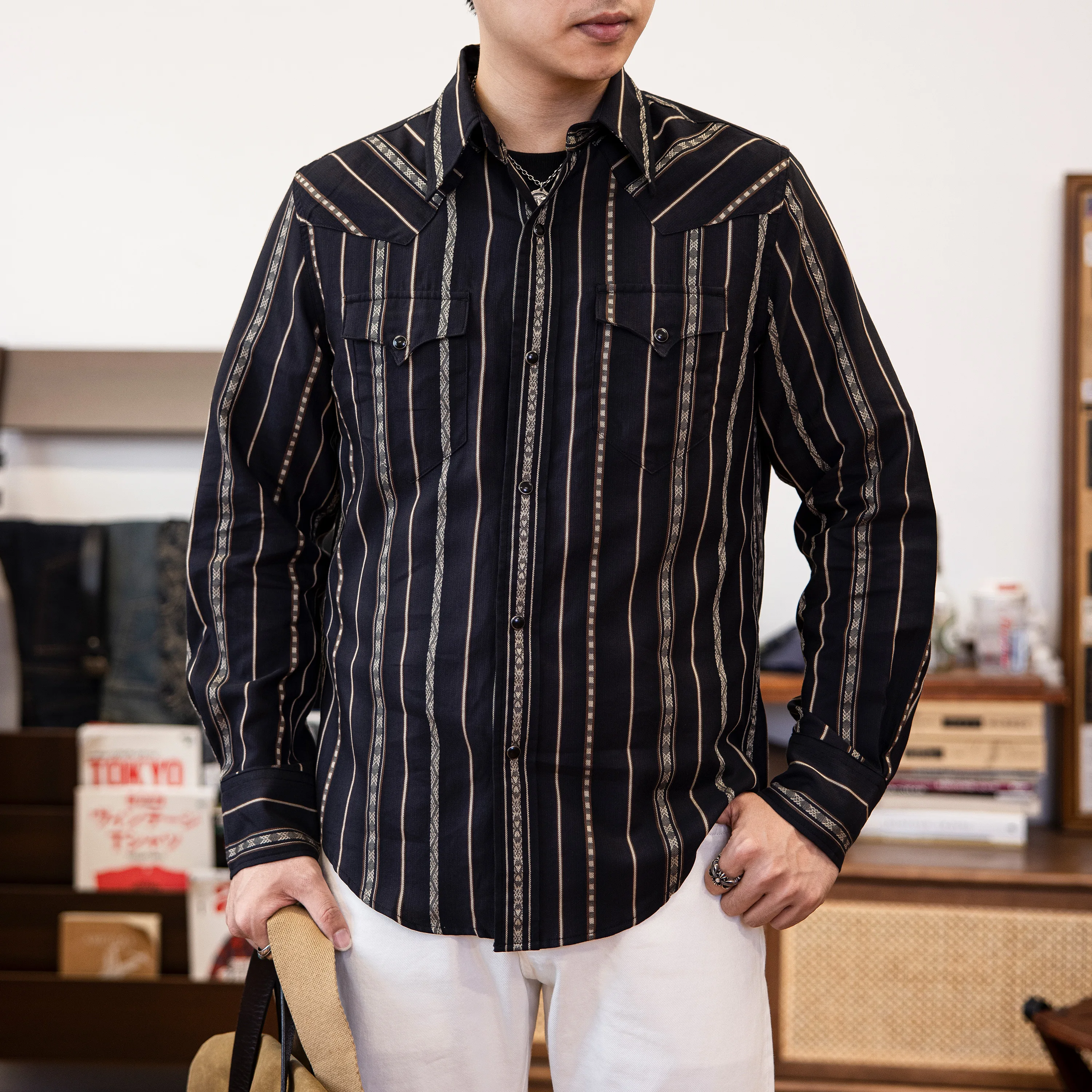 

ST-0069 Big US Size Genuine Quality Vintage Looking Loose Fitting Mans 100% Cotton Shirt