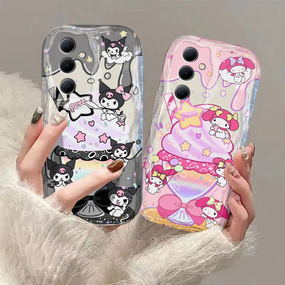 Niedliche Cartoon Kuromi Melodie 3d Welle Fall für Oppo A98 A94 A93 A92 A79 A78 A76 A58 A57 A55 A38 A17 A16 A15 4G 5G Rückseite