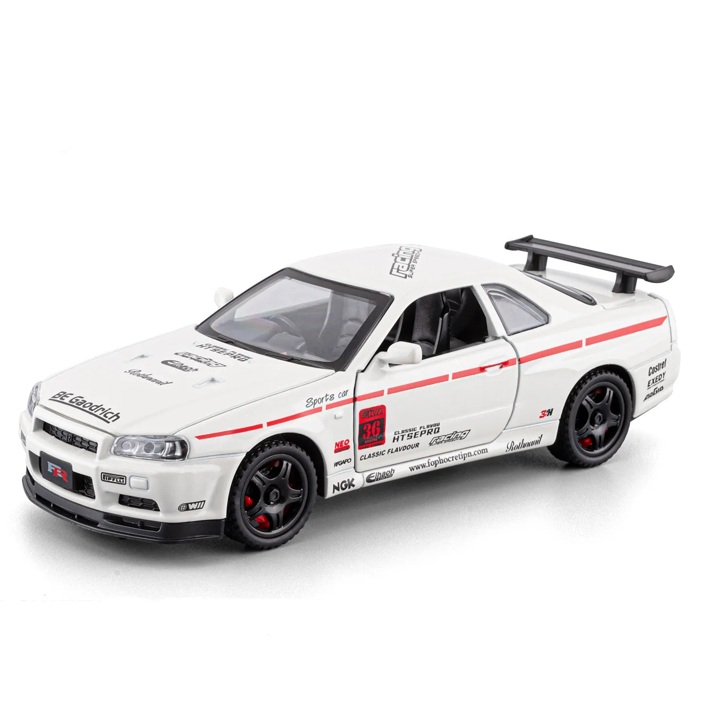 1:32 Skyline GTR Race Version Diecast Model Car, High Simulated Racing Toy Car, Desktop Decoration Collectible Gift