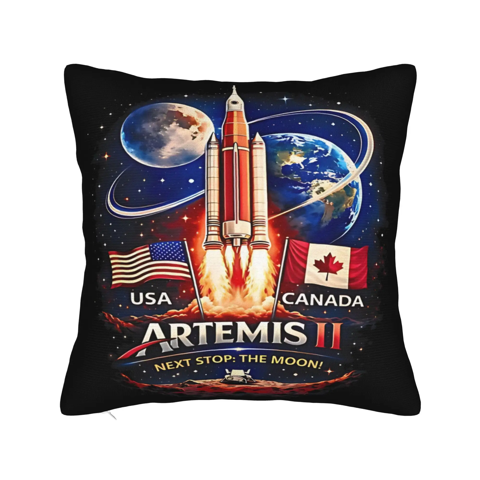 Decorative Pillowcase Artemis II Mission To The Moon 2026 Artemis 2  Merchandise Seat  Pillow Case Cover Zipper Multiple Sizes
