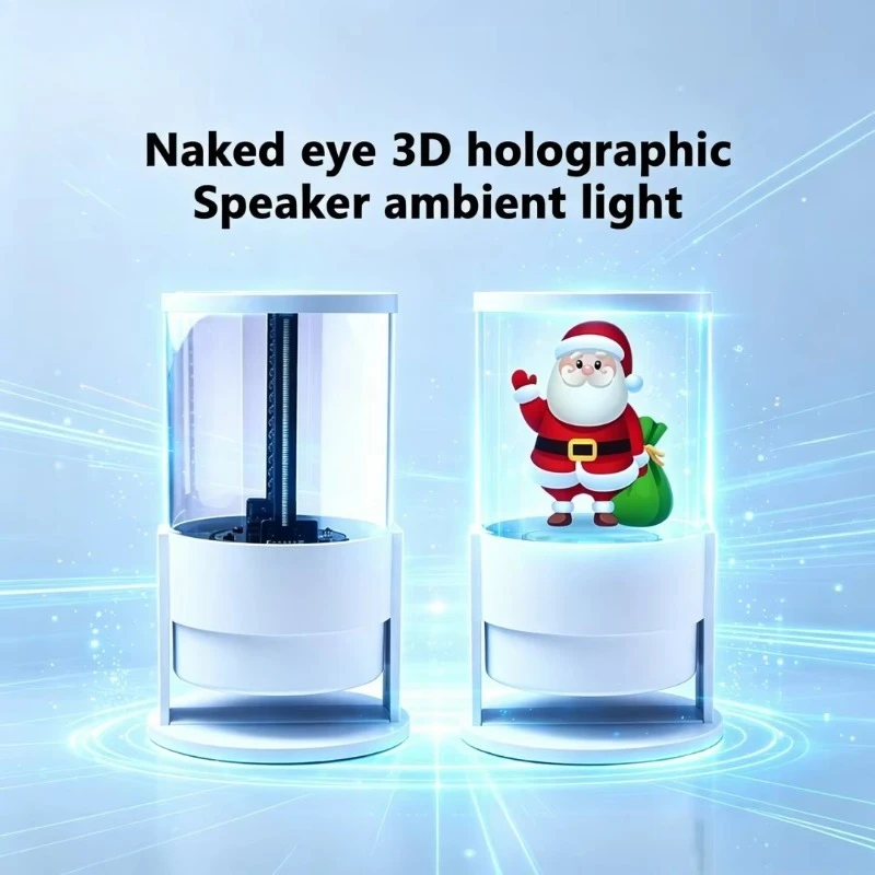 AZMAX for 3D Hologram Fan Indoor Office Shop Decor 360 Degree Advertising Ambient Light with Audio for Bar Store