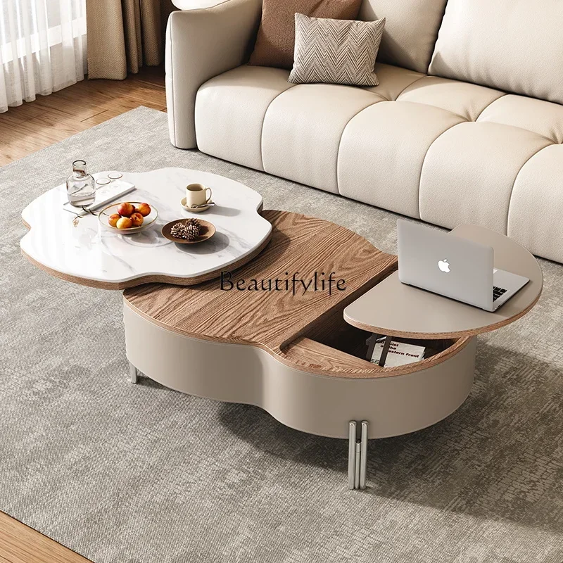 New Technology stone lifting coffee table small apartment high-end multi-functional coffee table